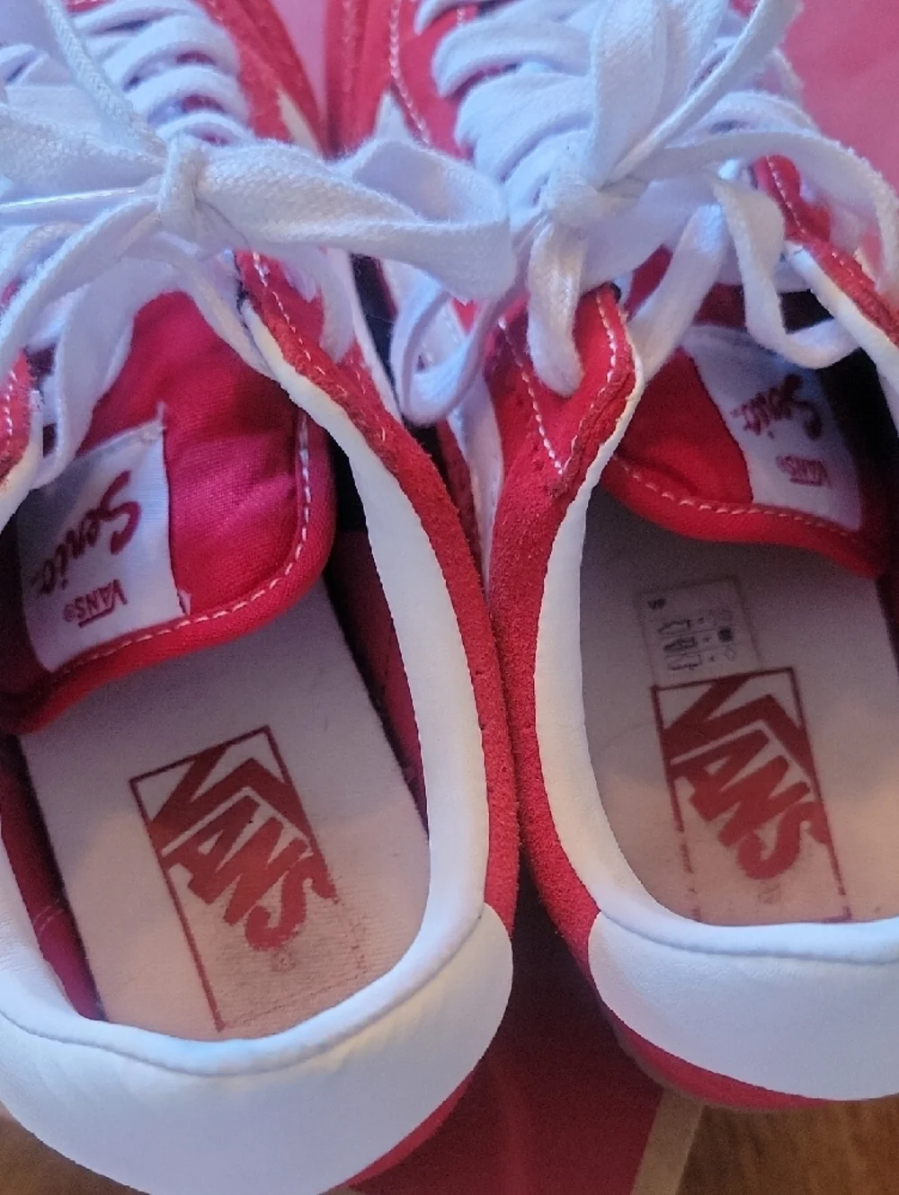 Vans Red and White Low-Top Sneakers - Picture 5 of 7